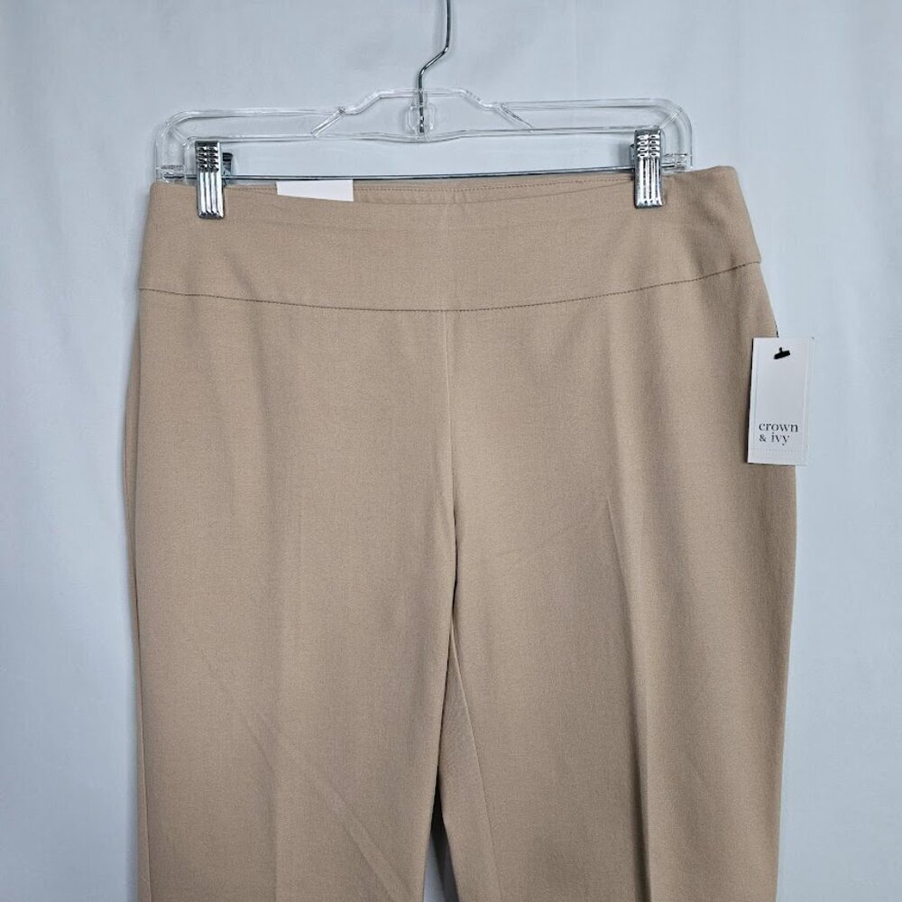 NWT CROWN & IVY Pull On Pants size 6 Short TAN Essential Signature Classic Chic - Picture 3 of 5